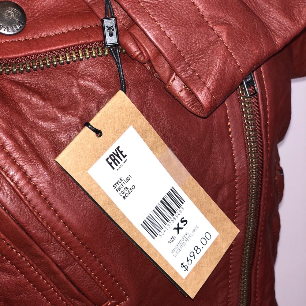 Frye Carly Leather Moto Jacket, Rosso (Wine) - Picture 6 of 6